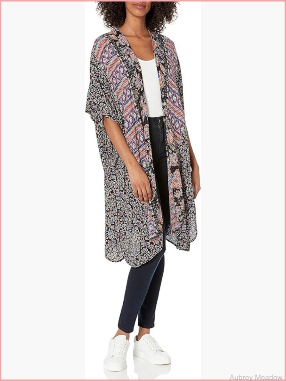 Boho Long Duster Kimono Cardigan Loose Flowing Layering Piece